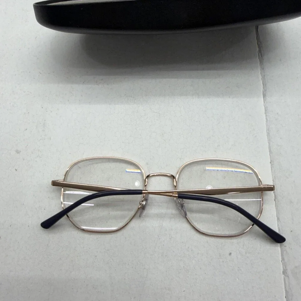 Ray-Ban Eyeglasses Square Rose Gold Metal Full Rim Womens 51-19-145 Black Case